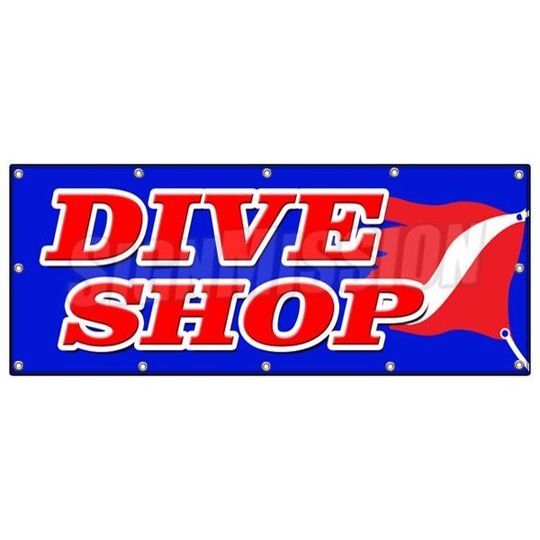 Signmission DIVE SHOP BANNER SIGN diving gear scuba rental sale deep sea lessons B-120 Dive Shop - main